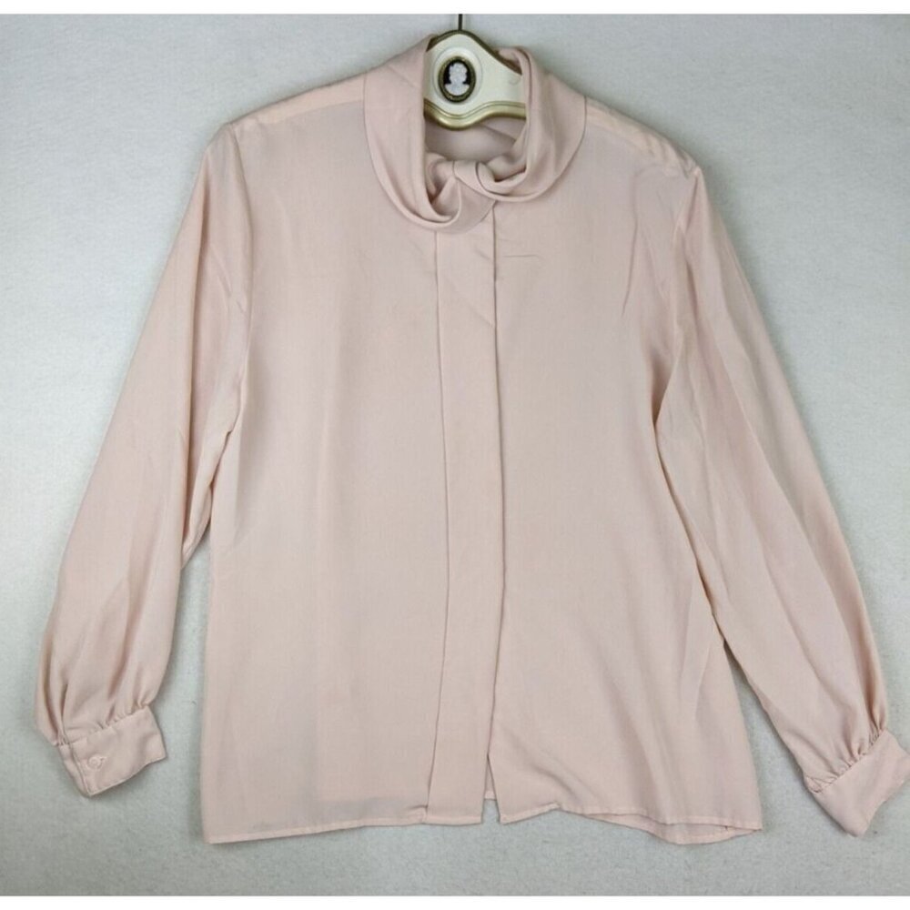 SONYA RATAY - VINTAGE WOMEN'S LIGHT PINK LONG SLEEVE BLOUSE - SIZE 12 - FLAWS